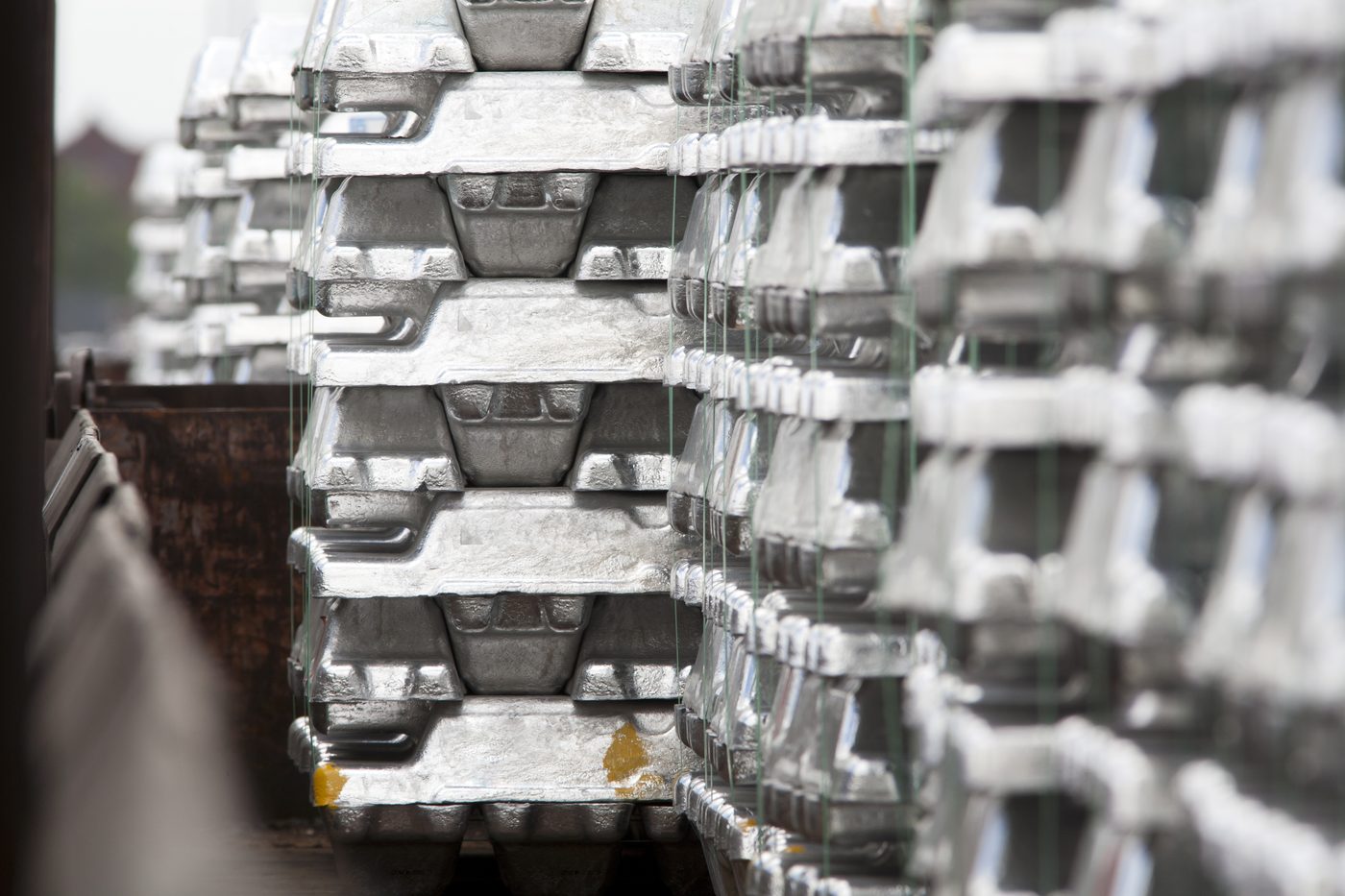 Aluminium ingots — stacked